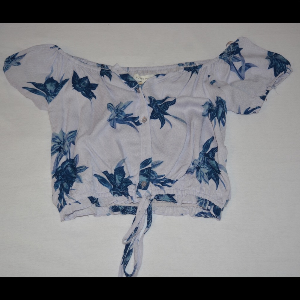 Purple, floral, off the shoulder Crop top